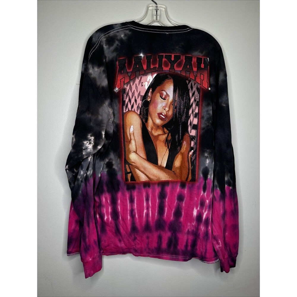 Aaliyah T-shirt Women's XL Long Sleeve Tie Dye Y2K Rap Tee 90s 2000s NWOT - Picture 5 of 6